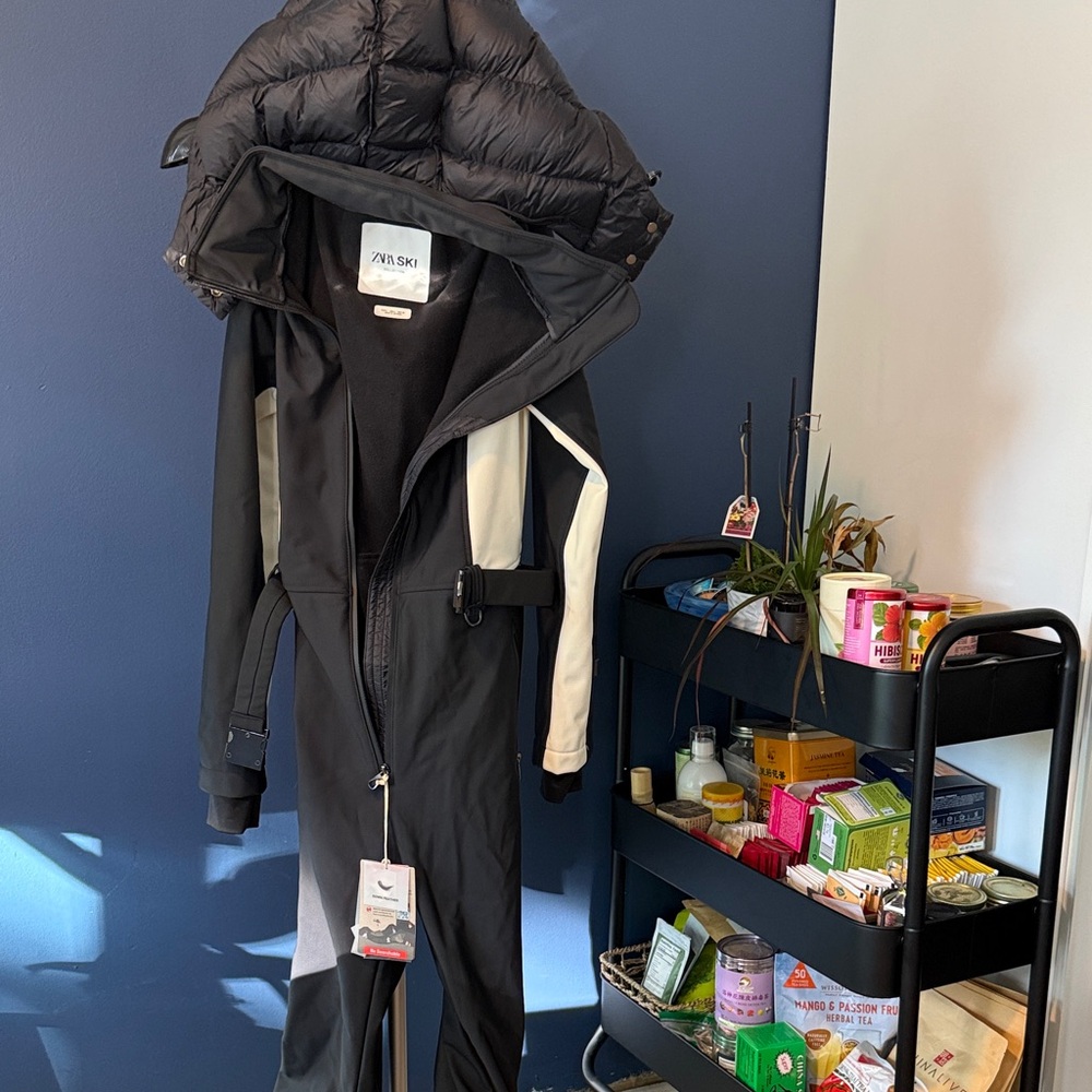 Zara NWT Ski Collection Small Wind Waterproof Hooded Jumpsuit w/Recco Tech